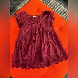 Entro Maroon Lace Detail Blouse